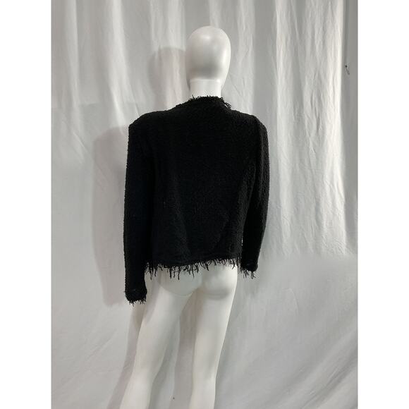 Iro 'Shavani' Black Fringed Cotton Jacket Size 40 - Picture 3 of 5